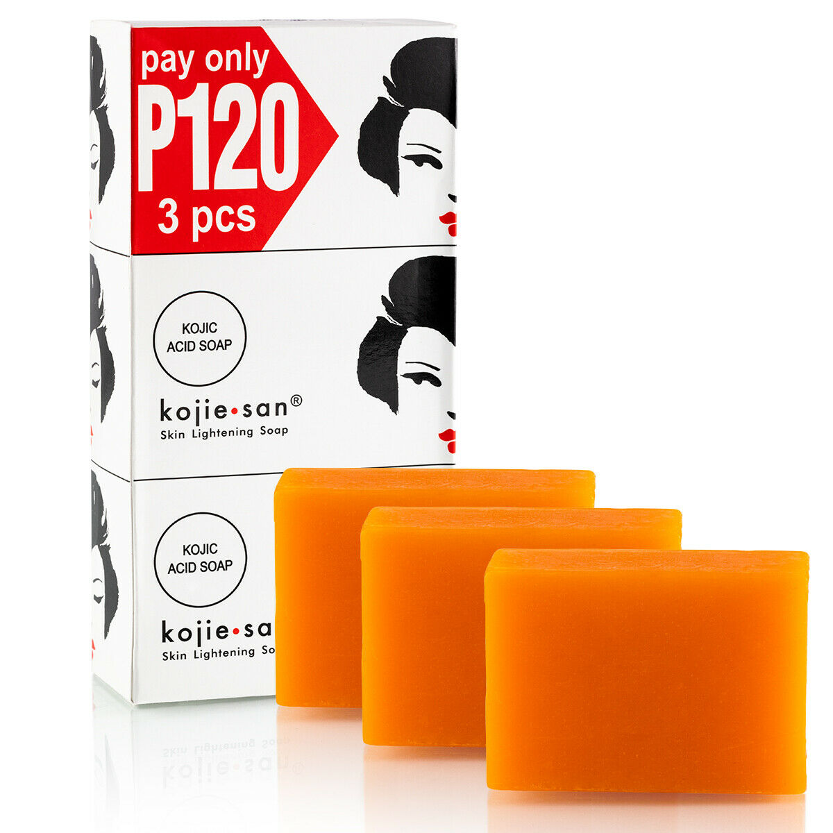 Kojie San Skin Lightening Kojic Acid Soap 3 Bars - 100g Each Bar - Super Savings