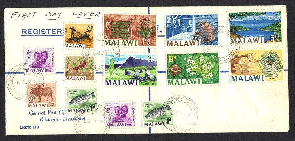 Malawi July 6, 1964 #s 5-15 1st Day As An Independent State This Country Was The