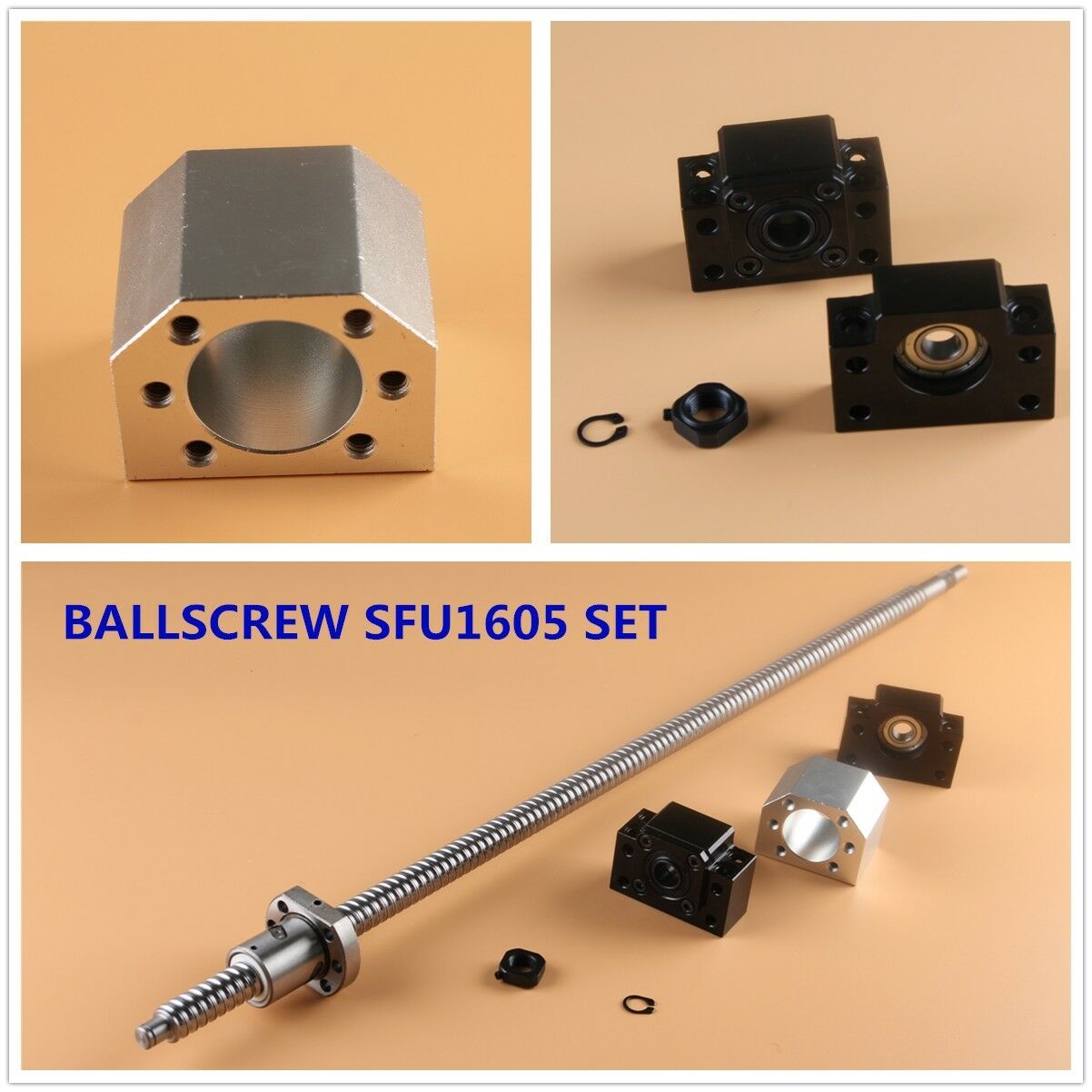 Cnc Ball Screw Set Sfu1605 With Nut L250-2000mm & Bk/bf12 Support & Nut Housing