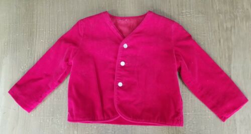 Vintage 1960s Blazer Jacket Button Front Red Velour Long Sleeve Boy's Size 2t-3t