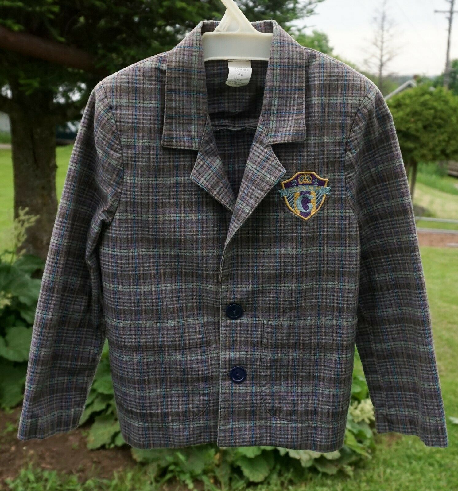 Vintage Boy's Plaid Blazer Sport Cotton Coat Jacket Size 5