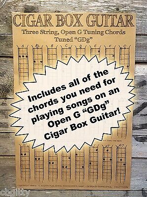 Chord Poster For Cigar Box Guitars - 3-string Open G "gdg"
