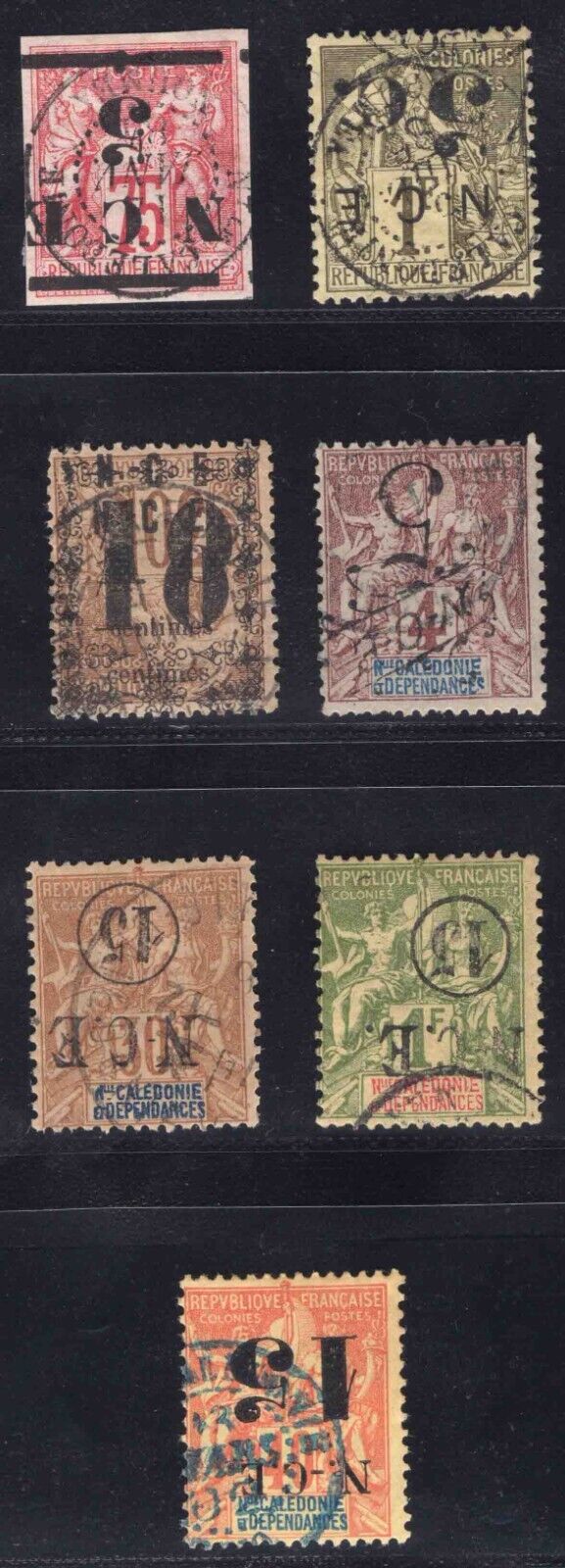 Momen: French Colonies New Caledonia #7a,9a,12c,60a,61a,63b,65a Used Lot #65900