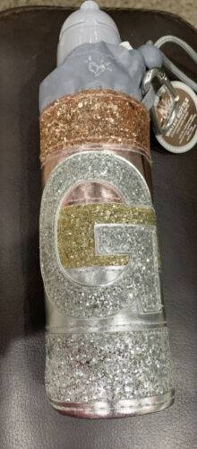 Justice Girls Metallic Gold & Silver Glitter Initial Letter G Water Bottle New