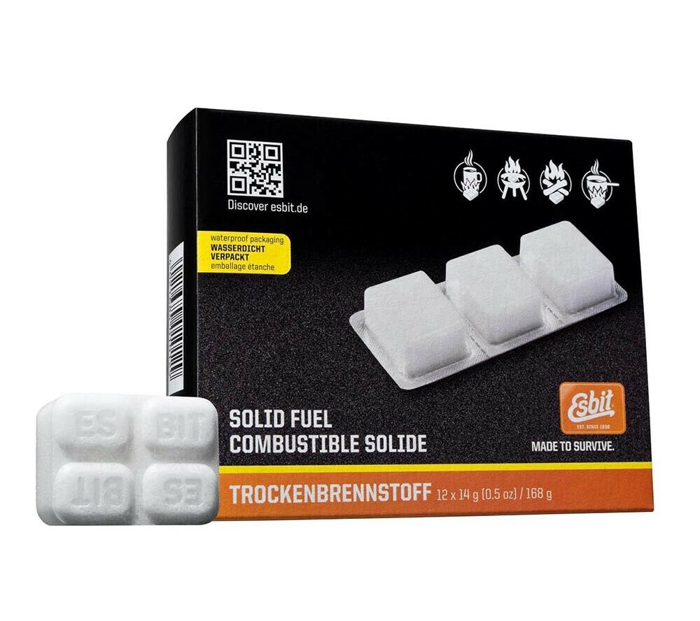 Esbit Solid Fuel Cubes 12 Pack 14g Hexamine Tablets For Stove Or Fire Starter