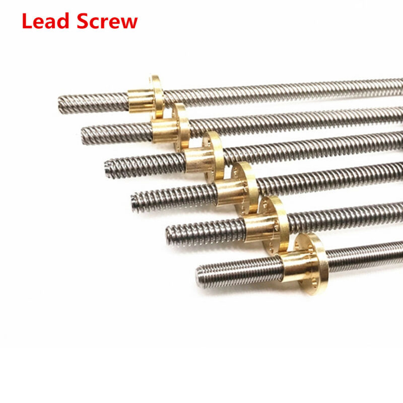 T8x8 Lead Screw Pitch 2 Lead 8 Stainless Rod Linear Rail Bar Shaft W Brass Nut