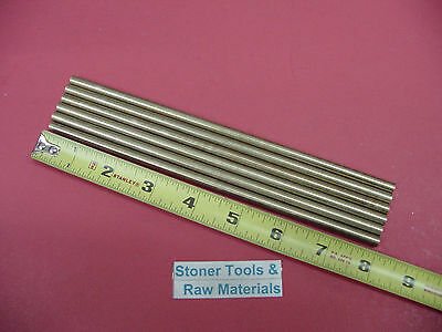 6 Pieces Of 1/4" C360 Brass Solid Round Rod 8" Long .25" Lathe Bar Stock