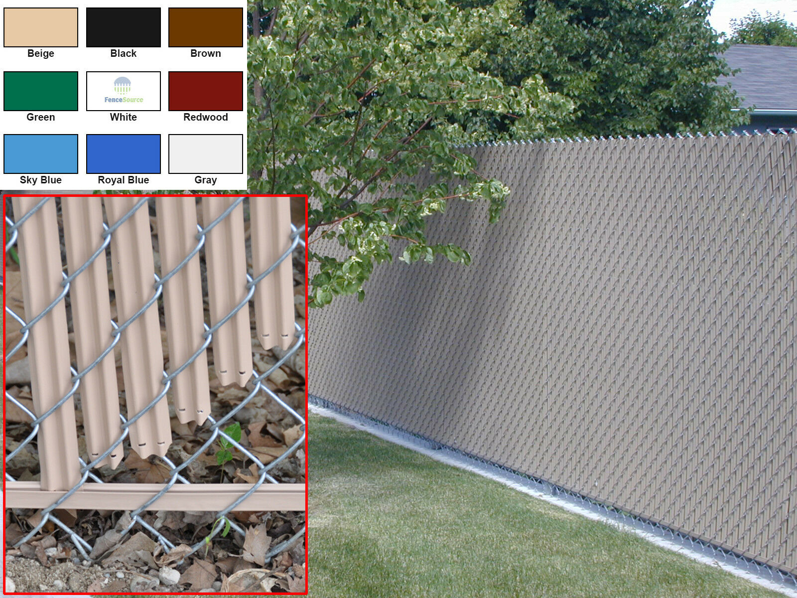 Chain Link Fence Privacy Slats - Single Wall - Bottom Locking Slat - 9 Colors