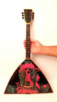 Original  Folk Instrument Balalaika 6 String Painting Hand Made  Ussr