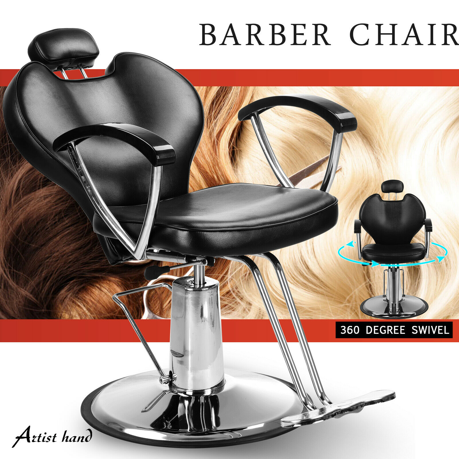 Hydraulic Reclining Barber Chair Heavy Duty Salon Beauty Tattoo Shave Equipment