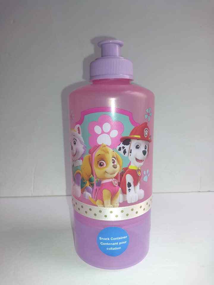 Paw Patrol Girls Drink And Snack Container White With Gold Dots Ribbon New