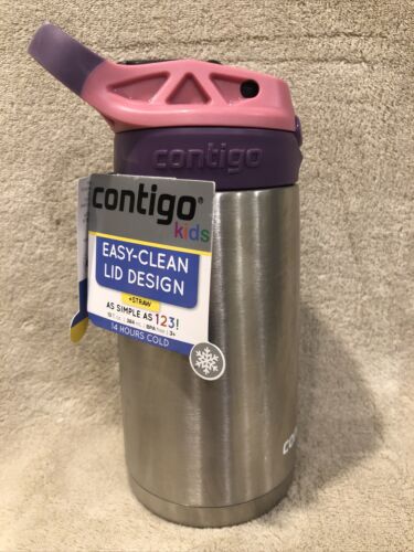 New Contigo Kids Insulated Water Bottle Autospout Bpa Free 14 Hours Cold