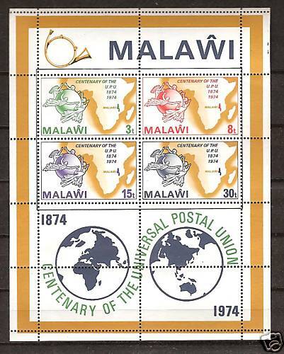 Malawi # 224a Mnh Universal Postal Union Globe Souvenir Sheet