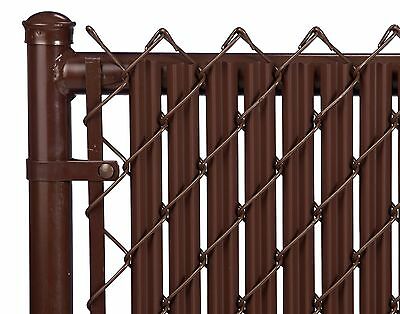 Chain Link Brown Single Wall Ridged™ Privacy Slat For 6ft High Fence Bottom Lock