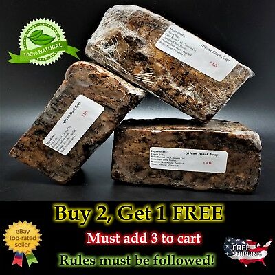 1lb Raw African Black Soap Natural Unscented For Stretch Marks Face Body Bulk